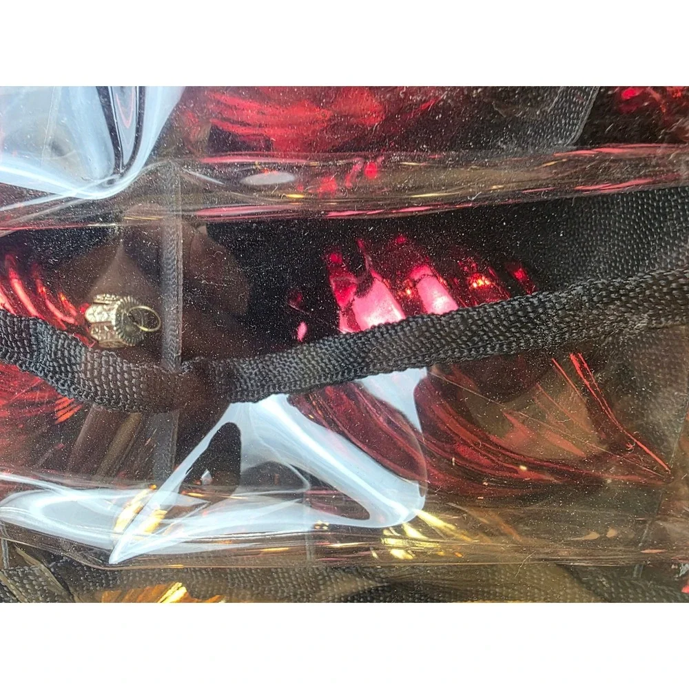 Assorted Christmas Ball Ornaments Red Gold Copper Ribbed Set with Storage Bag